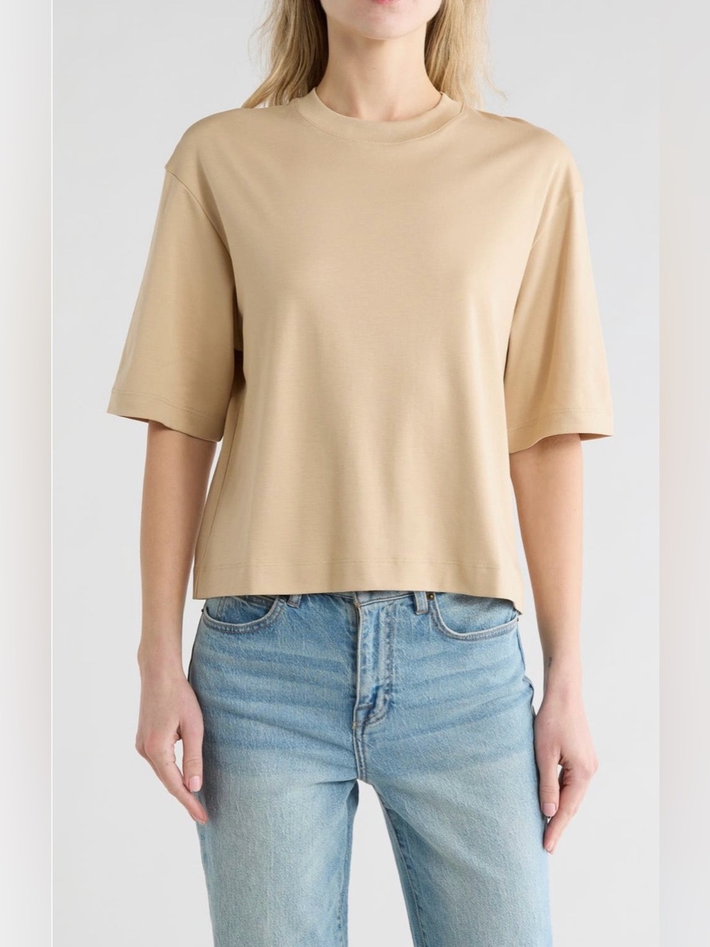 Vince Women’s Wide Sleeve Crop T-Shirt Top Cotton Baggy Boxy Medium